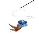 質感麻花花碎花枕頭帶鈴鐺逗貓棒 質感麻花花碎花枕頭帶鈴鐺逗貓棒 正面圖