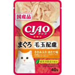 CIAO CIAO 貓濕糧 日本化毛球軟包系列 金槍魚+雞肉+扇貝味 40g IC-308 40g 正面圖