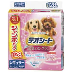 Unicharm Unicharm 狗尿墊 狗尿片 日本柔軟香氛超除臭增量裝 粉紅花香味 寵物尿墊 [44*32 XL碼 128枚]   正面圖