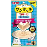 CIAO CIAO 貓零食 日本One Touch 肉泥杯 化毛球金槍魚醬盒 14g 4本入 14g  正面圖