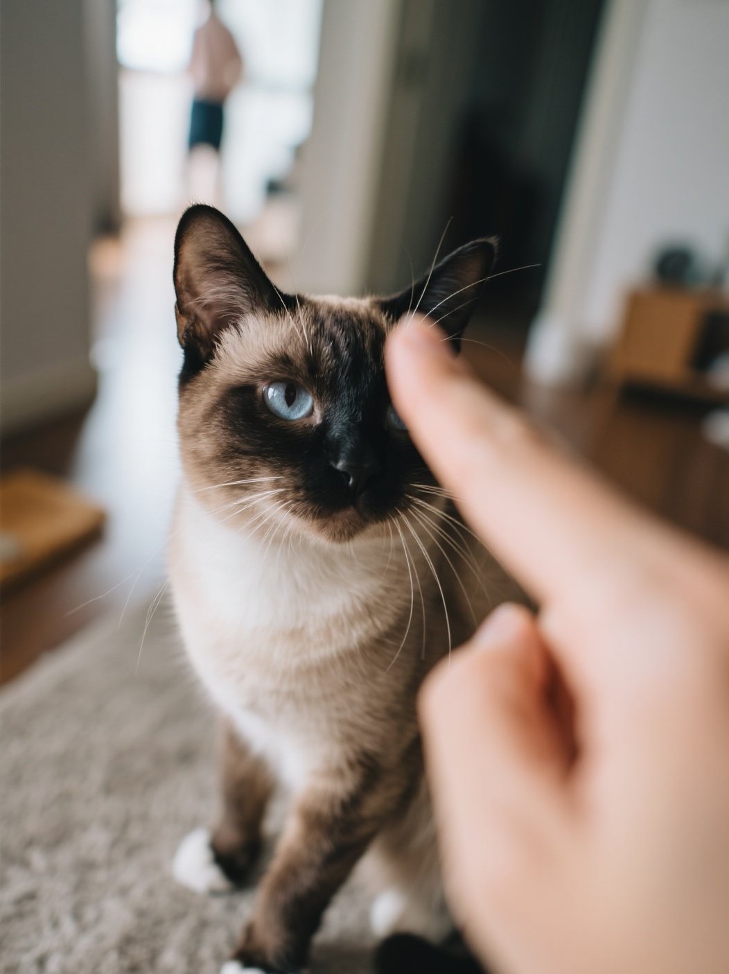 Kucing yang bahagia bersama tuannya