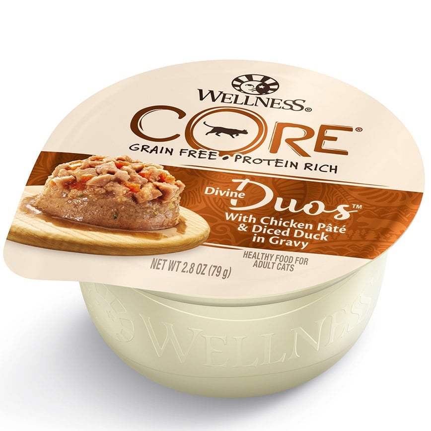 WELLNESS WELLNESS CORE 貓罐頭 無穀物 Divine Duos 雙重滋味杯 雞茸配鴨肉丁 2.8oz 8oz 正面圖