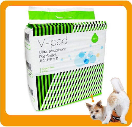 V-pad V-pad 綠茶高分子吸水 寵物尿墊 狗尿墊 狗尿片 [33x45 S碼 100枚]   正面圖