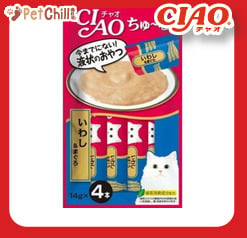 CIAO CIAO 肉泥 貓零食 沙丁魚吞拿魚肉醬 14g 4本入 14g 正面圖