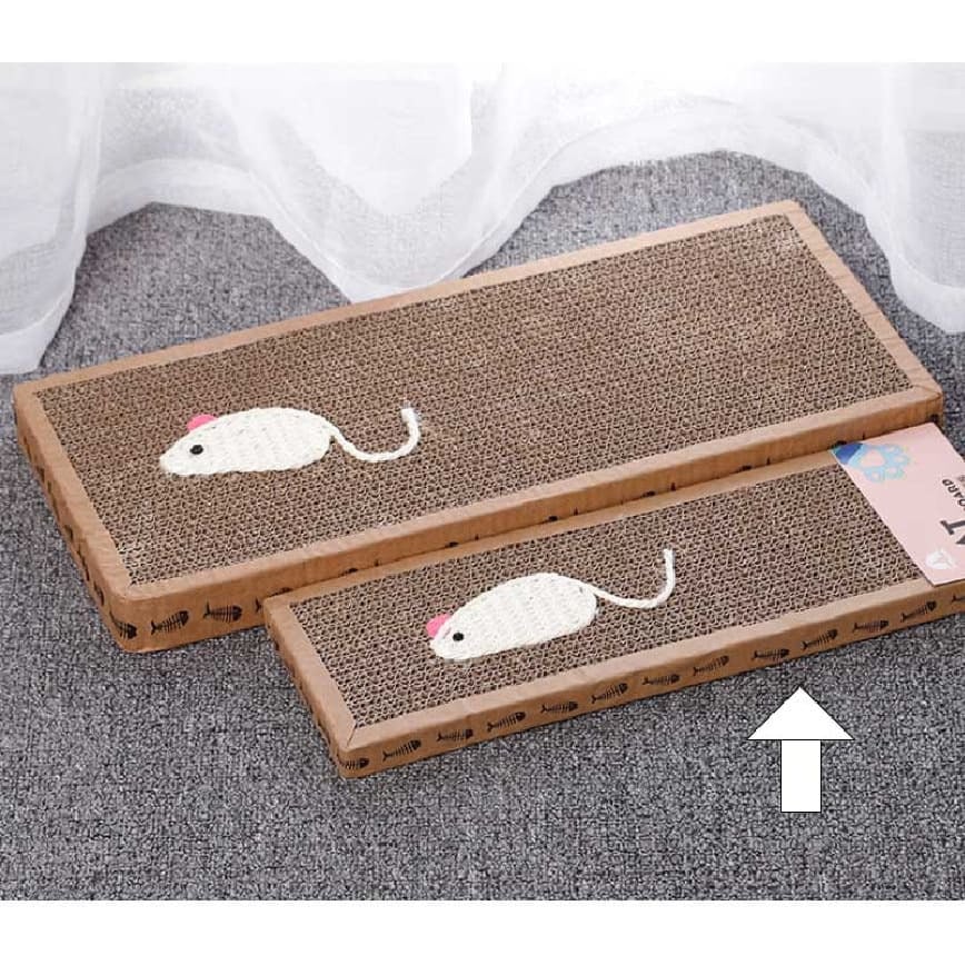HelloDOG HelloDOG 玩具嚴選 瓦楞紙貓抓板 長方形老鼠或魚造型 小號   側面圖