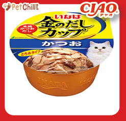CIAO CIAO 貓罐頭 日本金湯鰹味杯 鰹魚味 70g 70g  正面圖