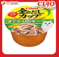 CIAO CIAO 貓罐頭 日本金湯鰹味杯 金槍魚．銀魚味 70g 70g  正面圖