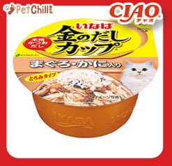 CIAO CIAO 貓罐頭 日本金湯鰹味杯 金槍魚．蟹味 70g 70g  正面圖