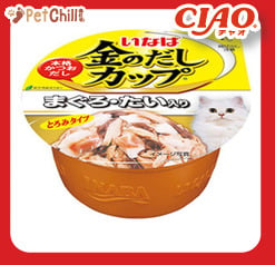 CIAO CIAO 貓罐頭 日本金湯鰹味杯 金槍魚.鯛魚味 70g 70g 正面圖