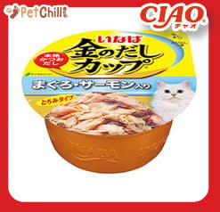 CIAO CIAO 貓罐頭 日本金湯鰹味杯 金槍魚．三文魚味 70g 70g  正面圖