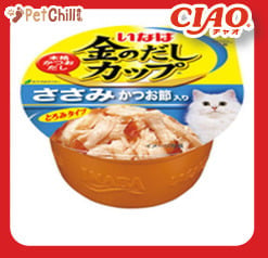 CIAO CIAO 貓罐頭 日本金湯鰹味杯 雞肉.柴魚片味 70g 70g 正面圖