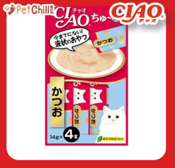 CIAO CIAO 肉泥 貓零食 鰹魚肉醬 14g 4本入 14g  正面圖