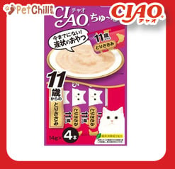 CIAO CIAO 肉泥 貓零食 11歲以上 雞肉肉醬 14g 4本入 14g  正面圖