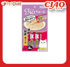CIAO CIAO 肉泥 貓零食 金槍魚消便臭配方肉醬 14g 4本入 14g 正面圖