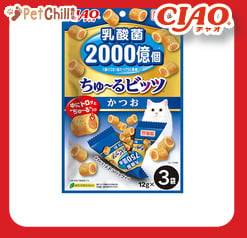 CIAO CIAO 貓零食 日本2000億個乳酸菌 鰹魚軟心零食粒 CS-202 12g 3袋入 12g  正面圖