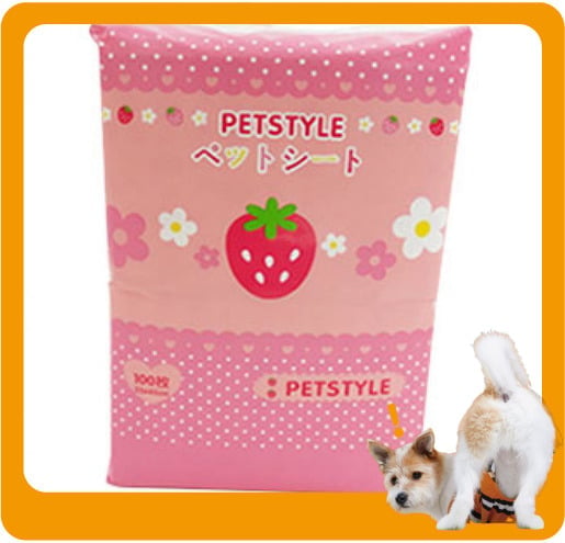 PETSTYLE PETSTYLE 士多啤梨圖案寵物尿墊 狗尿墊 狗尿片 [33*45 S碼 100枚]   正面圖