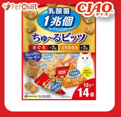 CIAO CIAO 貓零食 日本1兆個乳酸菌零食粒 雞肉及金槍魚味 12g 14袋入 12g  正面圖
