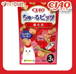 CIAO CIAO 貓零食 日本軟心零食粒 金槍魚味 12g 3袋入 12g 正面圖