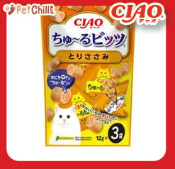 CIAO CIAO 貓零食 日本軟心零食粒 雞肉味 12g 3袋入 12g 正面圖
