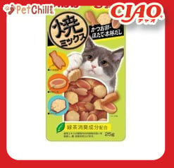CIAO CIAO 貓零食 日本夾心潔齒餅 扇貝及沙丁魚及海鮮味 25g 25g 正面圖