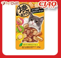 CIAO CIAO 貓零食 日本夾心潔齒餅 雞肉及扇貝及魷魚味 25g 25g 正面圖
