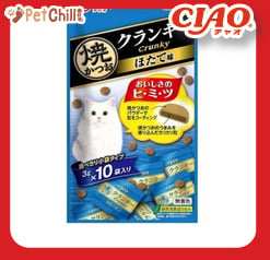 CIAO CIAO 貓零食 日本 Crunky 燒鰹魚餅乾 扇貝味 3g 10袋入 3g 正面圖