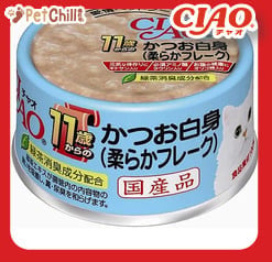 CIAO CIAO 貓罐頭 肉泥貓罐頭 11歲以上 白身鰹魚 75g 75g 正面圖