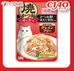 CIAO CIAO 肉泥 貓零食 無穀物 鰹魚+扇貝 50g 50g  正面圖
