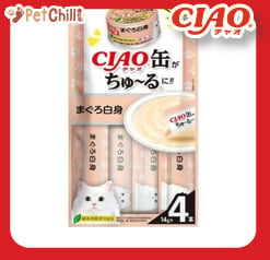 CIAO CIAO 肉泥 貓零食 缶之系列 白身金槍魚 14g 4本入 14g 正面圖