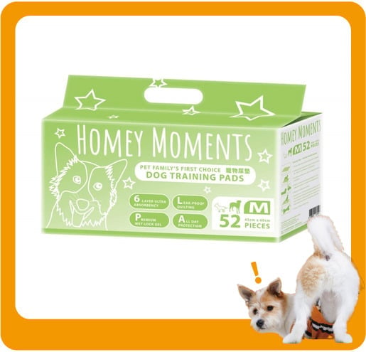 Homey Homey Moments 6層鎖水 寵物尿墊 狗尿墊 狗尿片 [45x60 M碼 52枚]   正面圖