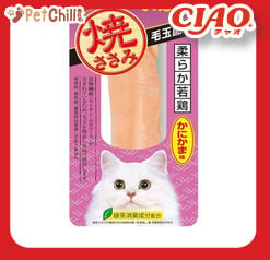 CIAO CIAO 貓零食 日本烤雞胸肉 化毛配方 蟹肉棒味 30g 30g 正面圖