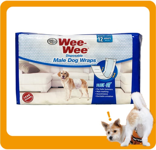 Four Four Paws四爪 寵物尿墊 狗尿墊 狗尿片 雄犬圍腰尿片 M/L 12片 正面圖