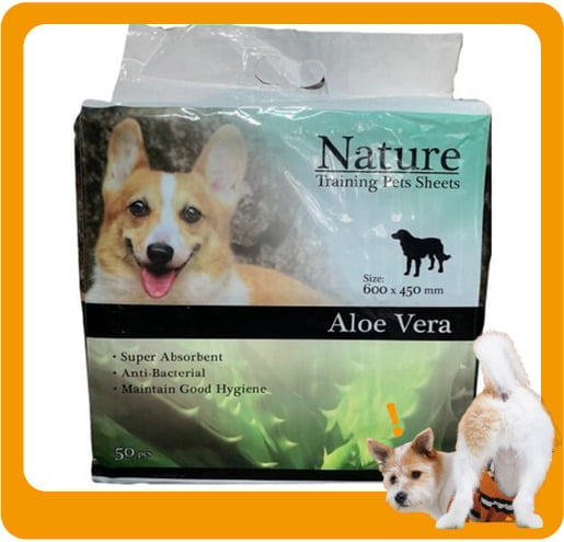 Nature Nature 寵物尿墊 狗尿墊 狗尿片 蘆薈香味 [45x60 2尺 50枚]   正面圖