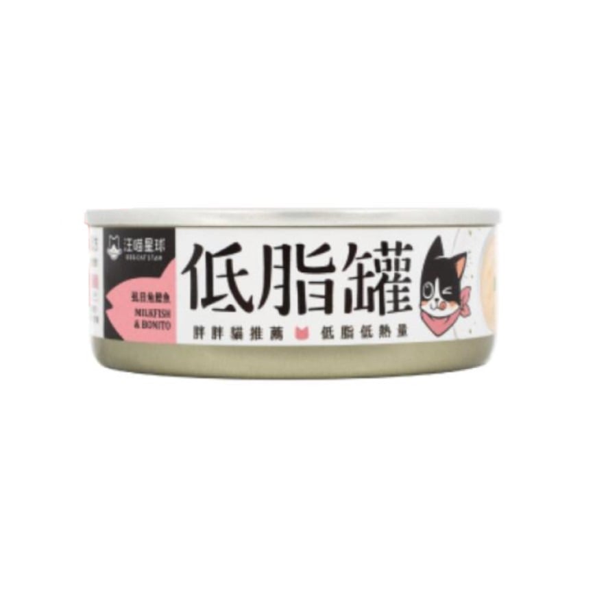 汪喵星球 汪喵星球 貓罐頭 DogCatStar 貓咪低脂無膠主食罐 虱目魚鰹魚 80g 80g 正面圖