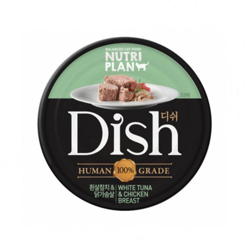 Nutriplan Nutriplan 營養企劃 Dish 貓罐頭 韓國100%人用級別配方 雞肉及白身吞拿魚 85g 85g 正面圖
