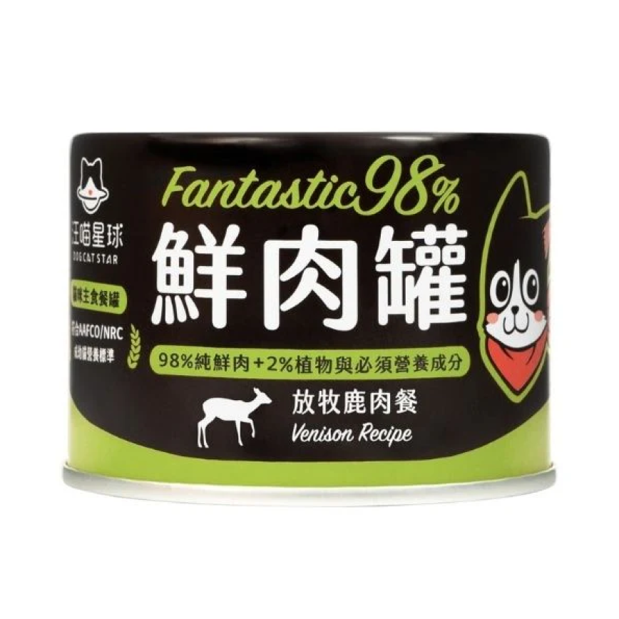 汪喵星球 汪喵星球 貓罐頭 DogCatStar 貓用98% 鮮肉無膠主食罐 放牧鹿肉 165g 165g 貓用 正面圖