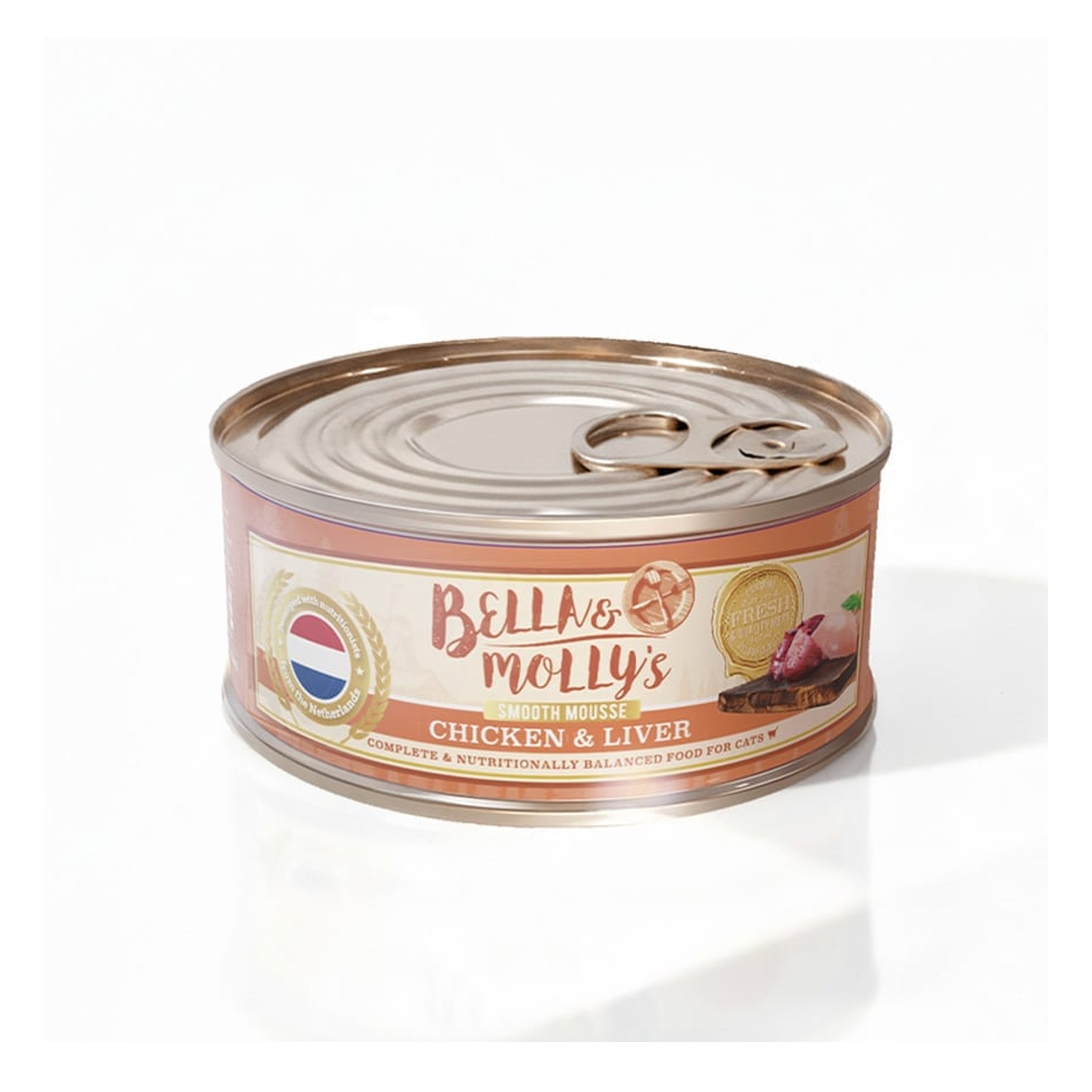 Bella & Molly's Bella & Molly's 荷蘭罐 貓罐頭 AAFCO 主食罐 護眼配方 雞肉及雞肝慕絲 156g 156g  正面圖