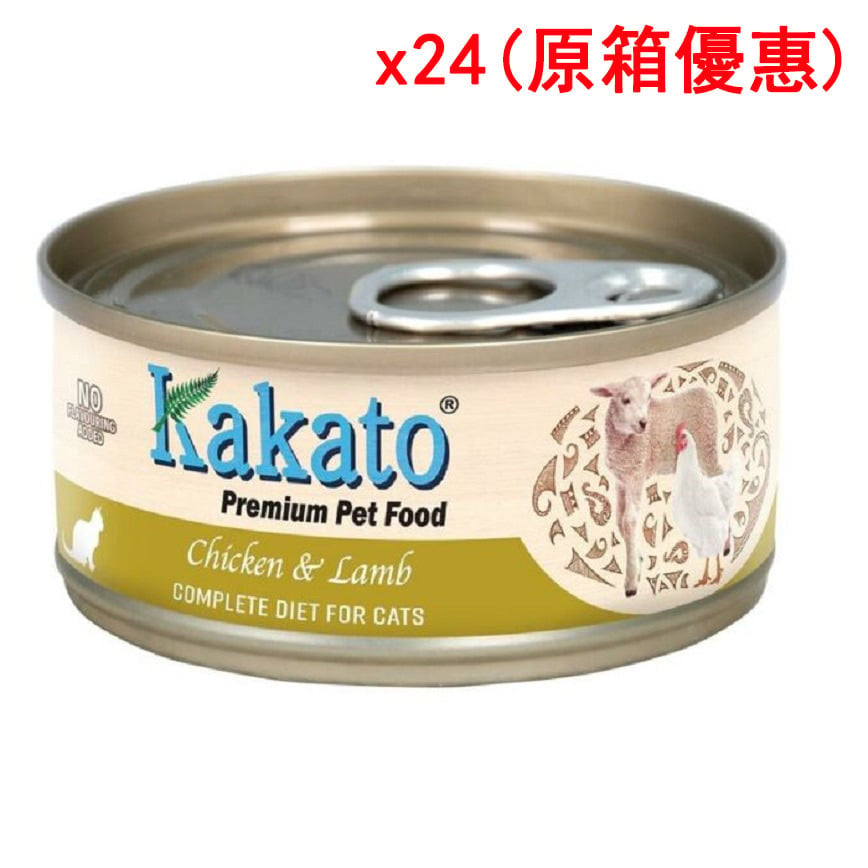 Kakato Kakato 主食罐 貓罐頭 雞肉及羊肉 70g x24 70g  正面圖