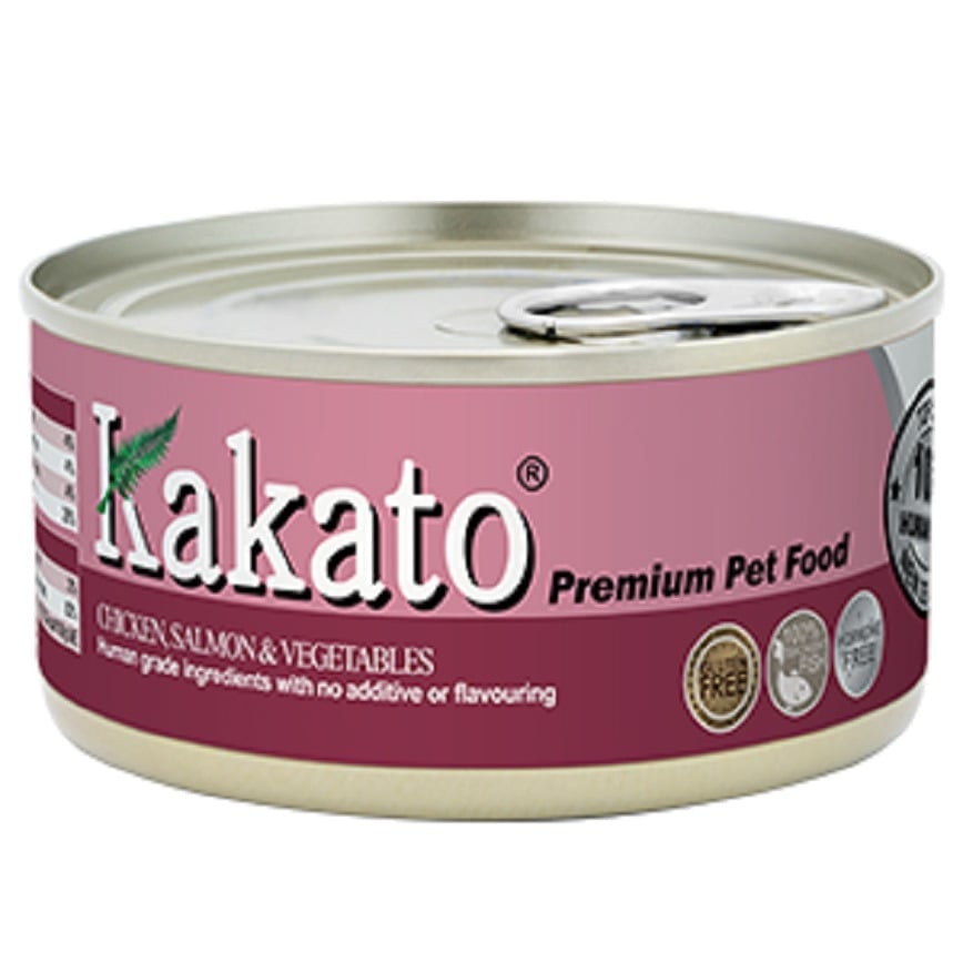 Kakato Kakato 罐頭 貓狗罐頭 雞肉及三文魚及蔬菜 170g 170g  正面圖