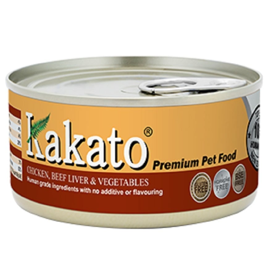 Kakato Kakato 罐頭 貓狗罐頭 雞肉及牛肝及蔬菜 170g 170g  正面圖