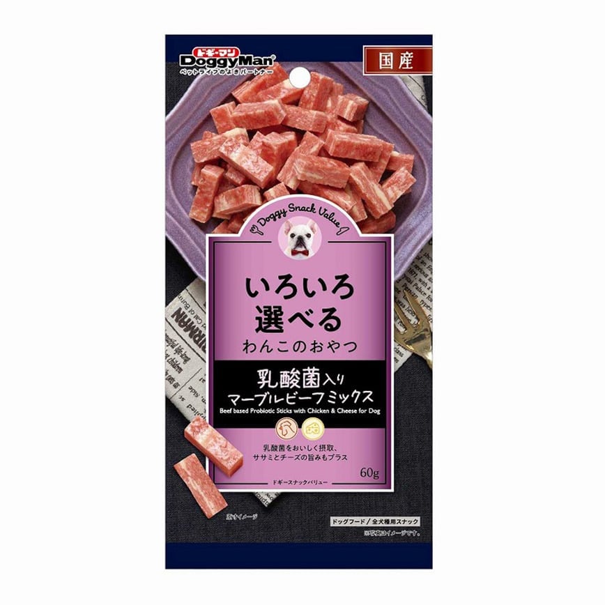 DoggyMan DoggyMan 日本製狗零食 乳酸菌雪花牛肉粒 60g 60g  正面圖