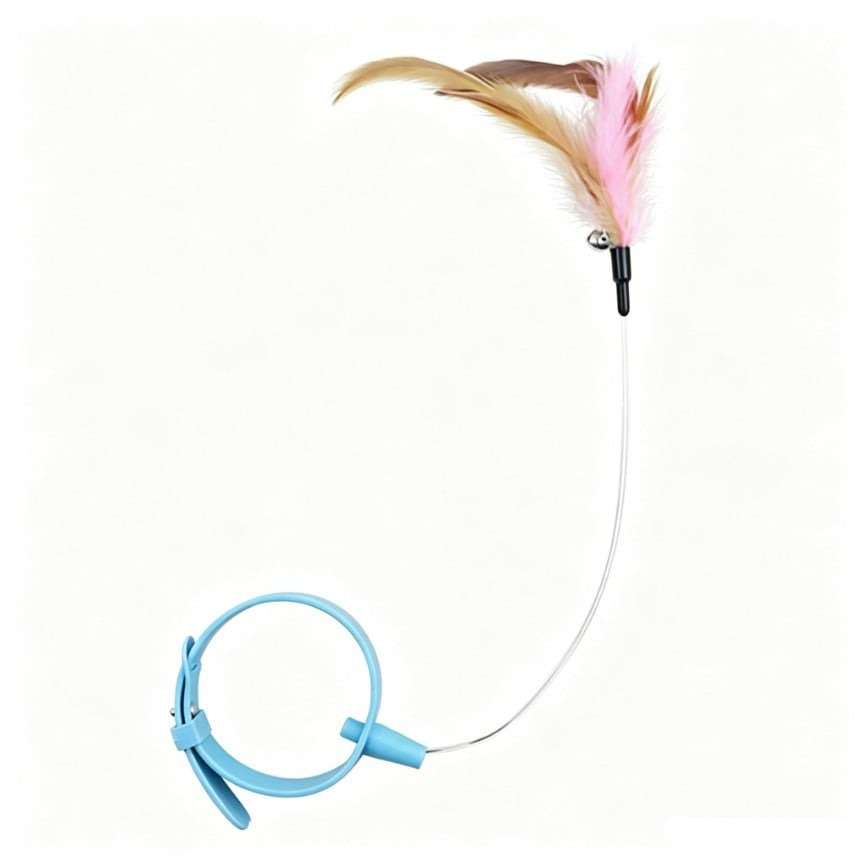 Cat Toy Collar Teaser Wand Blue/Pink (Random Color) 貓玩具 逗貓棒 寵物用品速遞