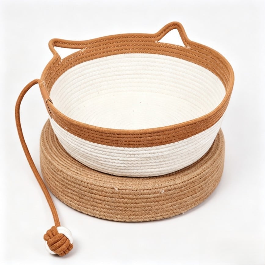 寵物床墊用品 寵物床 大号焦糖色带球裸窝 (直径大约45cm)