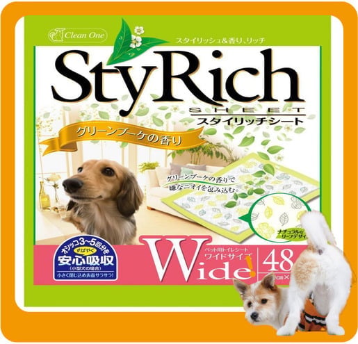 日本StyRich 日本StyRich Wide 花香味寵物尿墊 狗尿墊 狗尿片 [45*60 L碼 48枚入]   正面圖