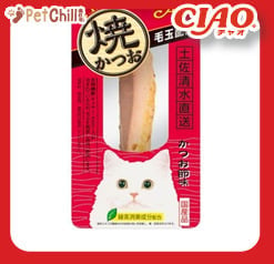 CIAO CIAO 貓零食 日本燒鰹魚條 化毛配方 柴魚風味 25g 25g 正面圖