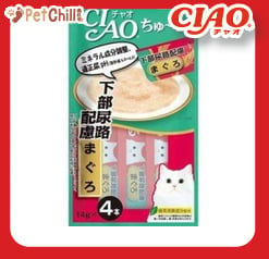 CIAO CIAO 肉泥 貓零食 下部尿路配慮 金槍魚肉醬 14g 4本入 14g  正面圖