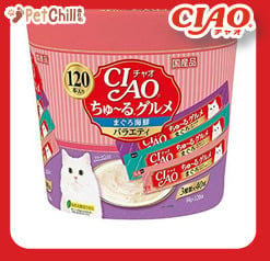 CIAO CIAO 肉泥 貓零食 金槍魚.海鮮肉醬 14g 120本罐裝 SC-211 14g 正面圖