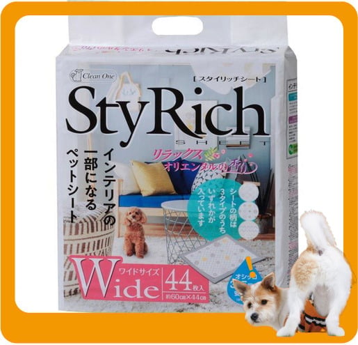 日本Clean 日本Clean one StyRich Wide 花香味寵物尿墊 狗尿墊 狗尿片 [44*60 L碼 44枚]   正面圖