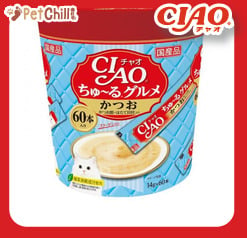 CIAO CIAO 肉泥 貓零食 鰹魚帶子肉醬 14g SC-136 60本罐裝 14g  正面圖