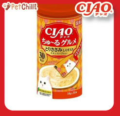 CIAO CIAO 肉泥 貓零食 雞肉及沙甸魚肉醬 14g 30本罐裝 14g  正面圖
